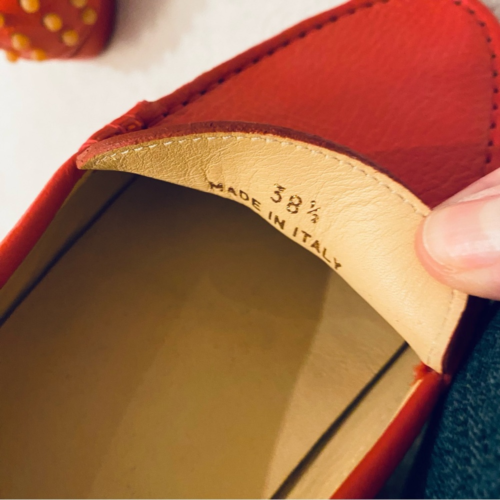 M Gemi The Felize red pebbled leather flat driving shoe Sz 38.5 NWOT - Picture 8 of 13